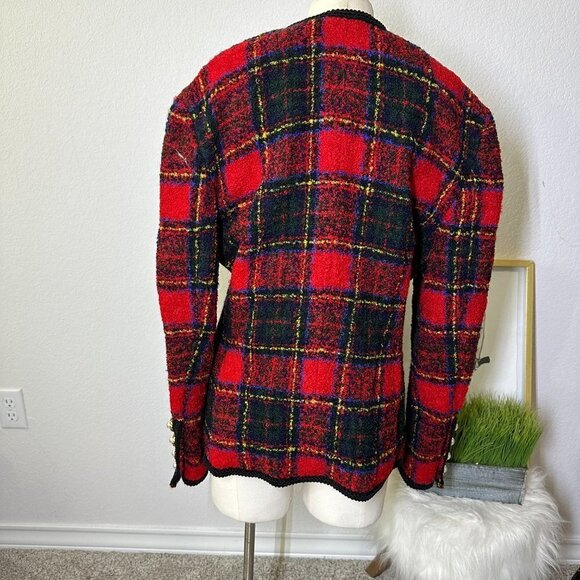 Saks 5th Ave CHANEL Style Plaid Wool Jacket - Picture 3 of 4